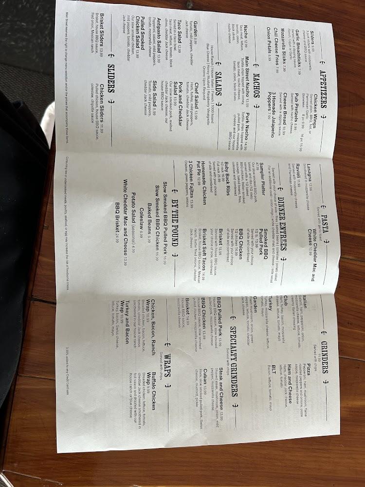 Main Street Pizzeria & BBQ Menu image 3